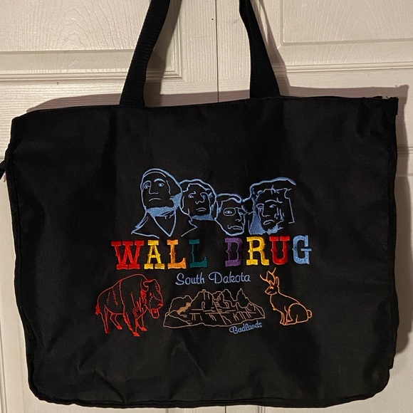 WALL DRUG South Dakota Canvass Embroidered Rushmore Tote Computer Bag 19.5" x15" - Picture 1 of 3